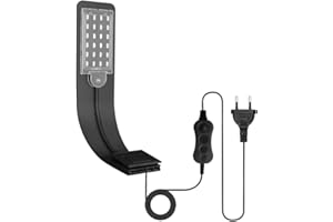 SENZEAL X5 LED Acquario Illuminazione Virgo Super Slim Acquario Luce LED Clip-on Lampada Lighting 220V 10W 1200LM per 10 a 15 Pollici Serbatoio di Pesce Bianco e Luce Blu (Nero)