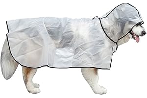 GUOCU Transparentes Haustier Regenmantel Hundewanderkleidung mit Kapuze,Ultraleicht Winddichte Hoodies Hund Regenbekleidung Poncho Regenschutz Hundemantel für mittlere, große Hunde Alaska, Labrador Sz 10