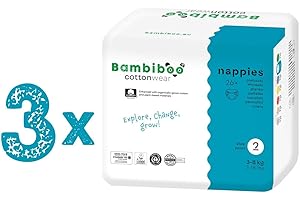 Bambiboo Pieluchy dla niemowląt rozmiar 2 mini (3-8 kg) - COTTONWEAR - jednorazowe pieluchy dla niemowląt z bawełny organicznej i substancji roślinnych z wycięciem w pępku - 3 x 26 (78 sztuk)