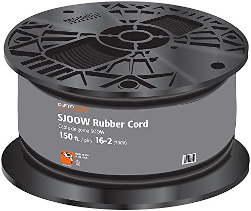 Cerrowire 282-1202E 150-Feet 16/2 SJOOW Rubber Flexible Cord, Black