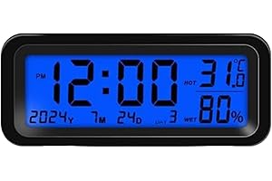 HOHOVYVY Reloj de coche, funciona con energía solar, mini reloj digital para el salpicadero del coche, indicador de fecha y temperatura (verde azulado)