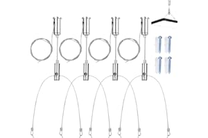 Riisoyu 4 Stück Seilaufhängung Einbauset, 1.5mm×1m Lampenaufhängung Drahtseil zur Befestigung 'Y' von LED-Panels Drahtseile Aufhängeset Einstellbares Drahtseil für Deckenleuchte Lampe Aquarium Licht