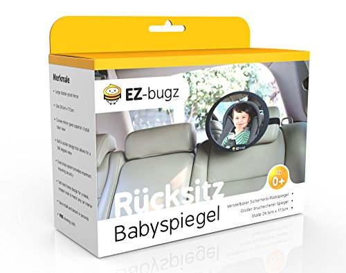 Babyspiegel Auto für Kindersitz & Babyschale, Autospiegel für Ihr Baby in der Reboarder zu beobachten, beste Qualität Rücksitz Spiegel von EZ-Bugz (Farbe Schwarz) - 7