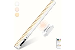 bravzurg Lampara LED Escritorio con Sensor Movimiento, 4000mAh Flexo Escritorio Magnetica Inalambrica con Mando Distancia, Luz Armario USB Recargable, Luces Bateria para Cocina Mesa Estanteria Espejo