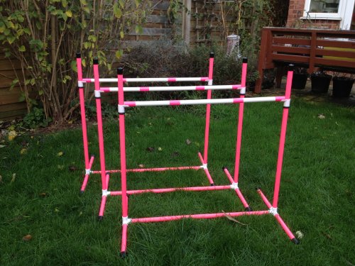 3-Pink-Freestanding-dog-agility-jump-with-fully-adjustable-height-due-to-amazons-new-postage-policy-we-can-only-post-this-item-to-mainland-uk-England-Wales-and-Scotland-only