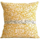 Gelbe und graue Kissen.Unique Design Stoff Kissen.Modern Kissen BeccaTextile. Kissenbezug Leinen Baumwolle.