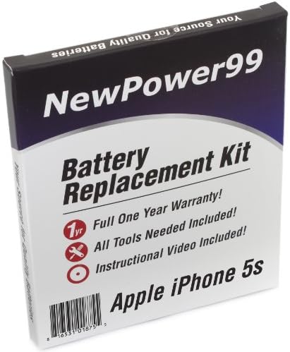 Battery Replacement Kit for iPhone 5S Battery Replacement Kit (iPhone 5S A1234, A1453, A1457, A1518, A1528, A1530, A1533) with Video Instructions, Installation Tools, and Extended Life Battery