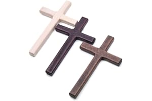 LQIOACU 3 Pezzi Crocifisso da parete, Decorazione in legno regalo di battesimo, Crocifisso da parete moderno, Croce In Legno, Ornamento di Preghiera Regalo, A