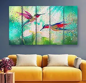 Artdira Fengshui Vastu Shastra Prosperity Multiple Frames Wall Painting For Living Spaces, Bedroom, Hotels & Office With Sparkle Touch 7mm Hard Wooden Board (50 30 inches) AD_MFC_82