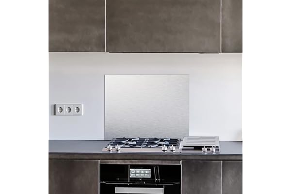 Adzif.biz Le sticker de decoration - Crédence aluminium brossé 2 mm - Fond de hotte - Protection murale cuisine - Plusieurs tailles