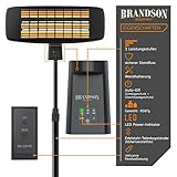 Brandson Wickeltischheizstrahler | Heizstrahler / Wärmelampe | Standheizstrahler | 3 Leistungsstufen + Heizelemente | inkl. Fernbedienung | LED Power-Indikator | Wandhalterung | höhenverstellbare Edelstahl-Teleskopständer - 4