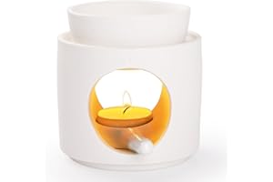 WD&CD Bruciatore di Oli Essenziali, Brucia Essenze Ceramica Bruciatori per oli Essenziali Aroma Lamp Porcellana Portacandele Decorazione per Casa Camera da Letto/Decorazione, Bianco
