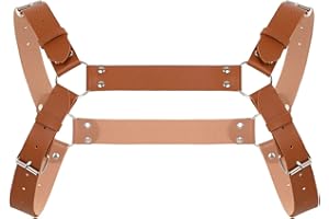 Agoky Arnés de Pecho Hombre Cuero PU Correas de Pecho Cuerpo con Hebillas Cinturón con Anillas Metálicas Clubwear Gótico Punk Steampunk Disfraz de Hombre para Clubwear Fiesta