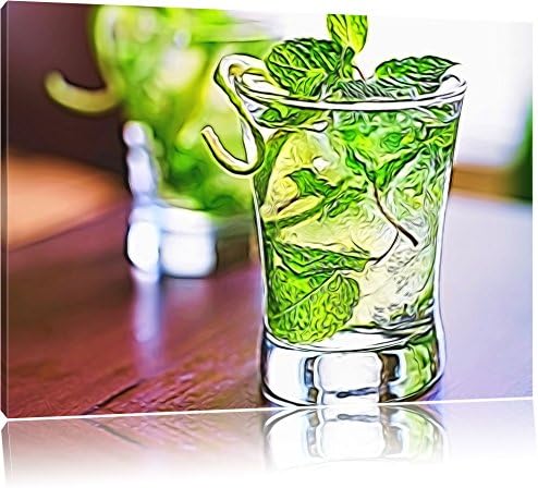 Cocktail drink on canvas 39.37X27.55 inches USA, XXL Pictures completely framed with large wedge frames. Art print on wall picture with frame. Cheaper than painting or an oil painting, not a poster or poster.