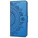 Produktbild Jinghuash Kompatibel mit Samsung Galaxy A20e Hülle,Galaxy A20e Schutzhülle Lederhülle Totem Blume Muster PU Leder Flip Case Brieftasche Klapphülle Tasche HandyHülle für Galaxy A20e-Blau