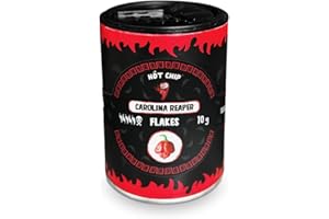 ‎HOT CHIP HOT CHIP Carolina Reaper Chili-Flocken – 10g – 2.200.000 SHU – Extrem scharf & fruchtig – Original aus Ecuador – Weltweit schärfste Chili – Ideal für Fleisch, Gemüse, Saucen & Suppen