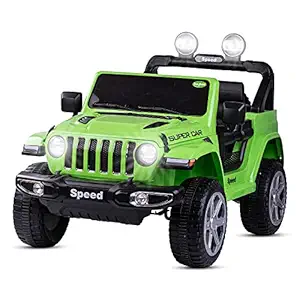 Baybee Robicun Rechargeable Battery Operated Ride On Electric Kids Car Jeep, Ride on Baby Car with Music, USB & Led Light | Battery Operated Big Car for Kids to Drive 2 to 6 Years (Robicun Green)