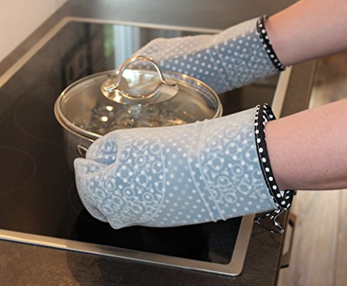 Grillhandschuhe aus Silikon und Baumwolle | Ofenhandschuhe grau | Unisex Topfhandschuhe | Backzubehör und Grillzubehör - 6