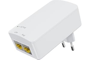 PROCET POE SYSTEM PROCET Gigabit PoE Iniettore 48V 15,4W IEEE802.3af montaggio a parete attivo PoE Ethernet Adattatore, trasmissione a lungo raggio di 100 metri per Eero PoE 6, UniFi U6 Pro, IP telecamera, wireless AP