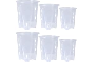 TSLBW 6 Piezas Macetas Transparentes de Orquídeas, Macetas de plástico Transparente con Agujeros de Drenaje, Maceta de plástico Duradero Drenaje de Plantas para Balcón Interior y Exterior (Mixed)