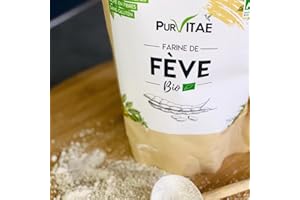 PUR VITAE WOD NUTRITION Farine de Fève Bio 750gr - 65% protéines ! La farine la plus protéinée du marché ! sans gluten et française - Idéale pizza, pain, wraps, cakes salés | Pur Vitaé