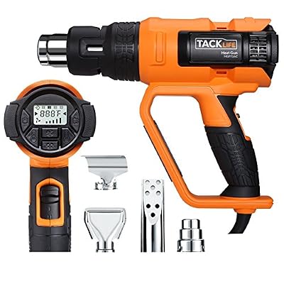Tacklife Pistolet à Air Chaud 2000W/ Tacklife HGP72AC Décapeur Thermique avec Écran LCD/ 230V 50Hz/ Température et Débit d’Air Réglables 【50 ℃ 250-500L/min, 50℃-650℃ 250-500L/min】4 Buses Fournies