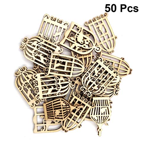 Artibetter 50 Stücke Holz Vogelkäfige Verschönerungen Unvollendet Holzkäfig Ausschnitt Ornament für DIY Handwerk Nähen Scrapbooking Dekor (Gemischtes Muster)