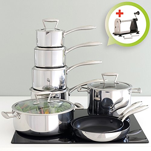 ProCook Elite Tri-Ply Induction Cookware Set 8 Piece + FREE Spiralizer!