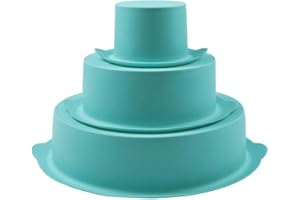 webake Moule Layer Cake Silicone Moule À Gâteau Lot de 3 Couches de Gâteau Rond 21,8cm 15cm 7,6cm Moulle à Patisserie de Cuisson pour Anniversaire de Mariage