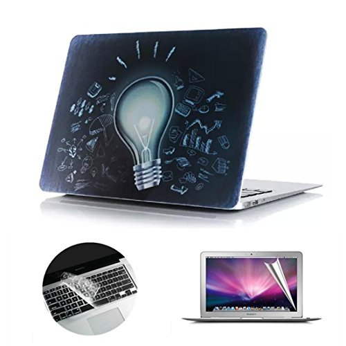 Preisvergleich Produktbild Se7enline Sanfte Schutzschale, Kunststoff, mit schwarzem Tastaturschutz aus Silikon und transparenter Displayschutzfolie, Design: schwarze Kreise, für Macbook Lamp Bulb Macbook Pro 13'' (Model A1278)