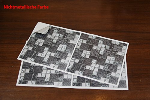 30 stück Fliesenaufkleber für Küche und Bad (Tile Style Decals 30xTP 71 -6in- Black & Silver Glass) | Mosaik Wandfliese Aufkleber für 15x15cm Fliesen | Fliesen-Aufkleber Folie Farbe – Mitternachtsblau | Deko-Fliesenfolie für Küche u. Bad (15cm – 30 stück, Schwarzes u. Silbernes) - 6