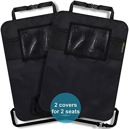 2 Pack back seat protector – with 2 net pockets and 1 tablet pocket – high quality car seat protector for the front seats – dirt repellent, waterproof, universal fit – secure protection from SMARTPEAS®