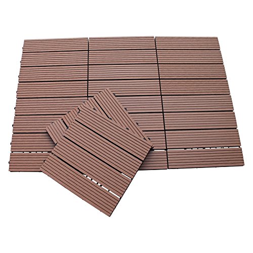 Preisvergleich Produktbild WPC Holz Fliese 30x30cm, 1 m² (11 Fliesen) braun versandkostenfrei (D)