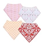 Baby Dreieckstuch Lätzchen Spucktuch 4er Pack für Mädchen, Einstellbar Weiche Baumwolle Kerchief mit Druckknöpfen - 2