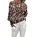 Produktbild Tianwlio Damen Lässige Langarmshirt Hoodie Pullover Weihnachten Mode Leoparden Muster Langarm aus Schulter Tops Bluse Khaki XXL