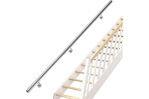 Magtctyae 150cm Stainless Steel Handrails for Stairs Rails and Handrails Wall Mounted Staircase Handrail Support Kit,Silver