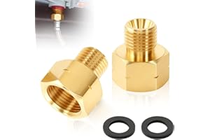 yotutun 2 Piezas Conector Gas Adaptador, Adaptadores de Latón LPG de Gas 3/8" IG x 1/4" AG lks Lzquierda, Adaptador Boquilla con Arandelas para Estufa de Taburete Estufa Portátil