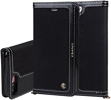 iPhone7 Plus Case, iPhone 8 Plus Case (5.5 Inch ), CMai2 Jean Fabric &amp; PU Leather Wallet Flip Case with Card Slots and Stand Feature for iPhone 7 / 8 Plus (Black)