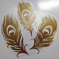 Bügelbilder-Set, Motiv: Pfauenfedern, Farbe: goldglitzernd, heißsiegelfähige Flexfolie