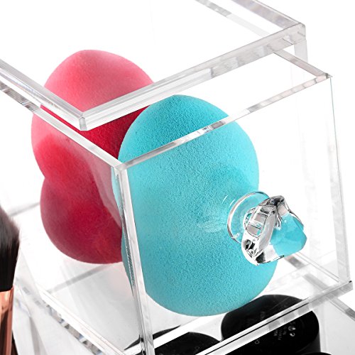 HBF Pinsel Aufbewahrung | mit Lippenstift Organizer | Spitzenqualität und Multifunktioal | transparentes Acryl | Make up Bürsten Halter | für Kosmetik Schminktisch Badezimmer | Lippenstifthalter | aus 5mm Acrylglas für Damen - 3