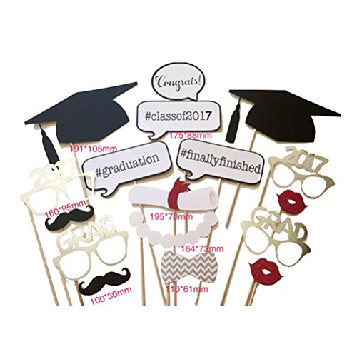 OULII 17pcs Graduation Requisiten Graduierung Phtoto Fotokabine Requisiten 2017 Graduation Party Dekorationen - 2