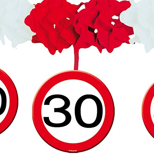 23-tlg. Partyset * 30. GEBURTSTAG * mit Verkehrschild Deko: Girlande + Rotorspiralen + Absperrband und vielen Luftballons von CARPETA® // Dekoset Dekobox Verkehrsschild - 4