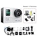 Produktbild Mengshen 2 Screen 2.0 Zoll Action-Kamera, Real 4K Ultra HD Wasserdichte Sport WiFi Cam mit 16MP 170 Grad Weitwinkel für Outdoor-Aktivitäten (inkl. 6 Extra Zubehör) K1BS Weiß