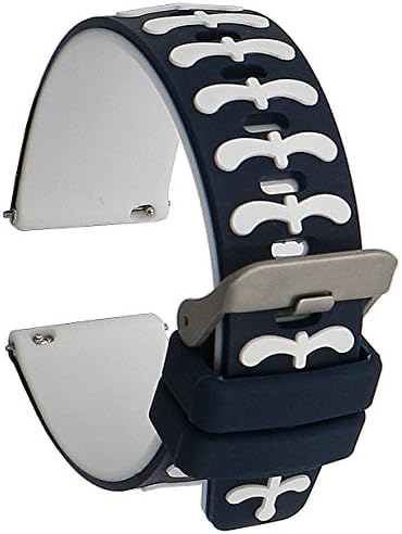 Elespoto 22MM Silicone Gear S3 Frontier Bracelet Classic Watch Strap for Samsung Galaxy Gear 2 / Neo / Live / MOTO 360 2nd 46mm/Pebble Time / LG G Watch W100/W110/Urbane Smartwatch Replacement Band (Blue white 1)