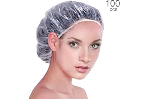 AMISON 100 pcs Bonnet de Douche Jetable en Plastique, Bonnet de Protection des Cheveux pour Salon, Spa, Voyage, Hôtel, Transparent