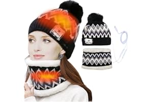 Achort Riscaldato Cappello Sciarpa Donna Invernali Berretto in Maglia con Sciarpa Beanie con Pompon Collo della Ciarpa per Donna Infinity Scaldacollo Morbido Tessuto per Sport Sci attività