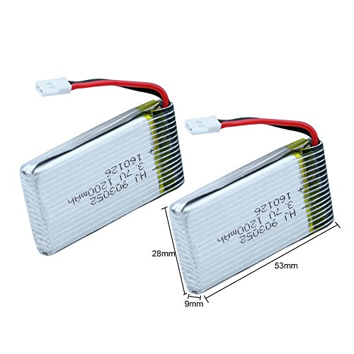 Syma YUNIQUE Italia® 2 Pezzi Batteria Lipo Ricaricabile (3.7v, 1200mAh Lipo) per Rc Droni Quadricotteri X5SC X5SW