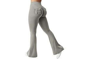 ZAAYO Flare Leggings with Pockets for Women Scrunch Butt Sport Leggings High Waist Bootcut Leggings for Workout Gym Yoga Casual