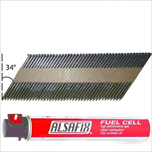 Alsafix Pack 34 ° Strip Nails 2,8x75 Smooth Nails 2200 + 2 Gas