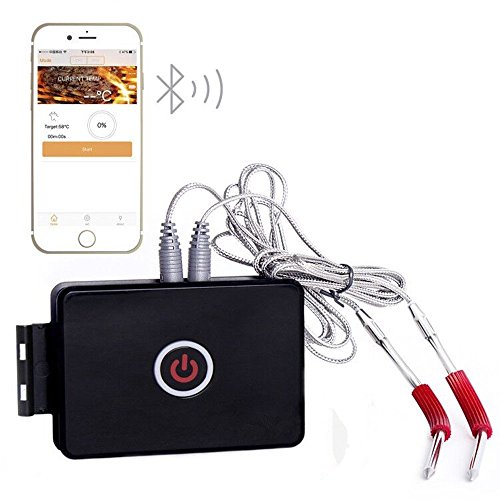 Bluetooth BBQ Thermometer,SGODDE Meat Wireless Barbecue Thermometer, Bratenthermometer für iOS Android Phone mit Sonden, Monitor Food Temp in BBQ, Backofen, Milch, Boiling (Schwarz) Size